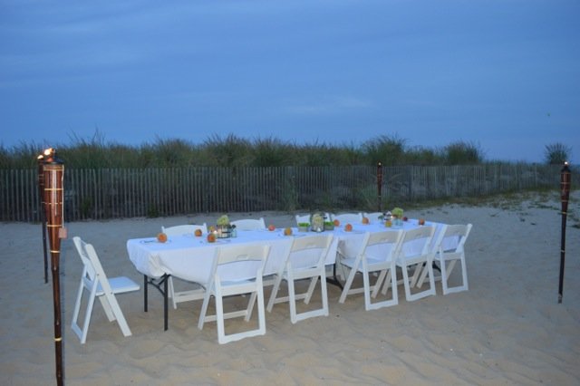 table on beach for private dinner