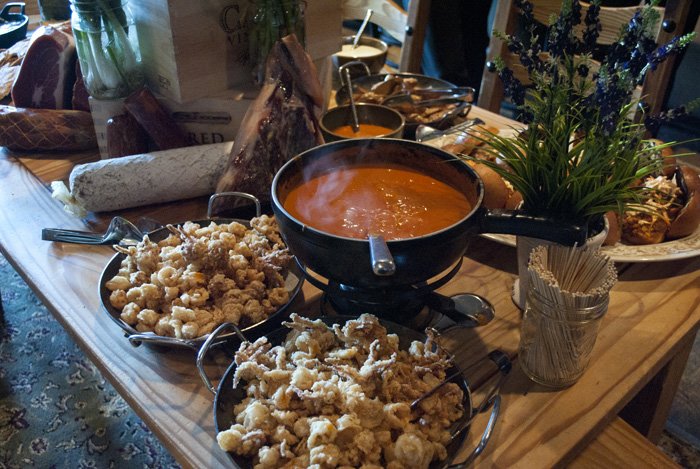 hot calamari with sauce on table